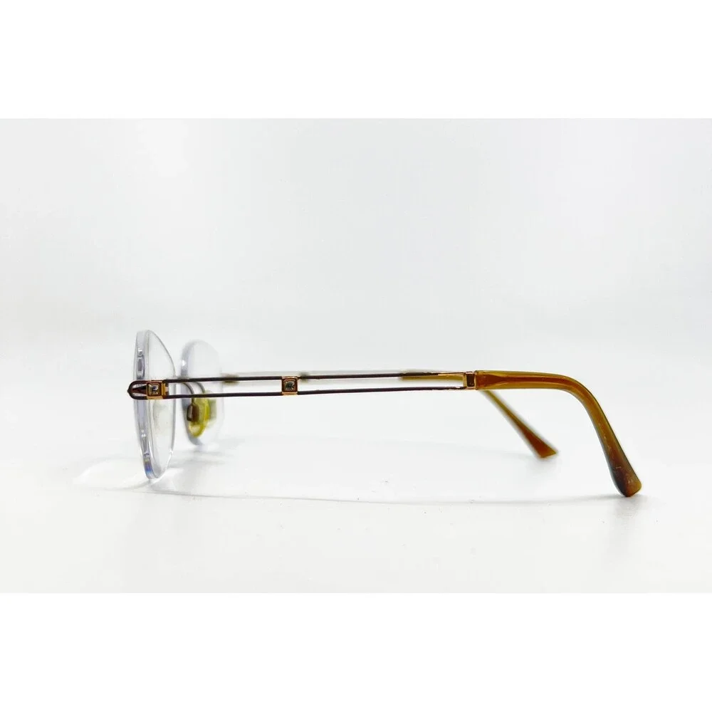 Line Art Eyeglasses Womens Brown Rimless Titanium XL2050 51-17-135